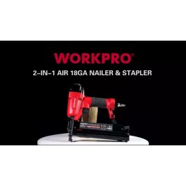 WORKPRO 18 GA 2 in 1 Pneumatic Brad Nailer Nail Gun Crown Stapler W/400pcs Nails