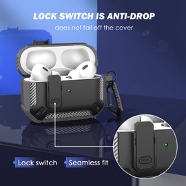 RFUNGUANGO AirPods Pro 2nd case protective case with cleaning kit, military hard shell protective case with lock for AirPod Pro case(2023/2022/2019),Grey