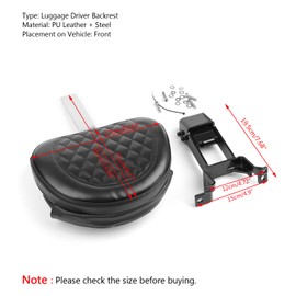 Topteng Motorbike Back Rest, Motorcycle Front Plug-In Driver Nails Backrest Sissy Bar Backrest Pad + Mounting Kit for Indian Chieftain 2014-2018 Chrome