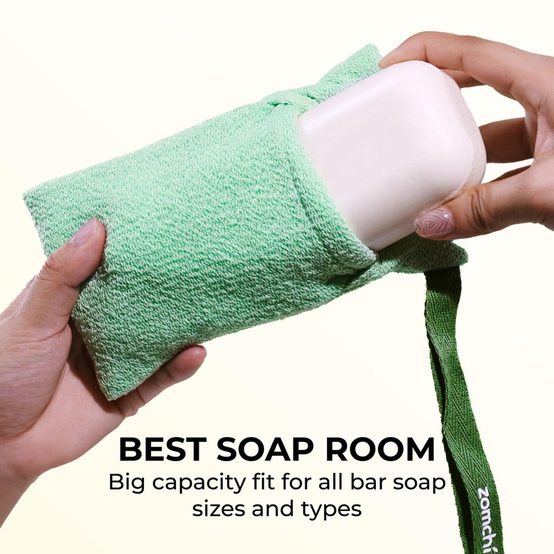 ZOMCHI 2 Pieces Bar Soap Saver Bags with Different Roughness,