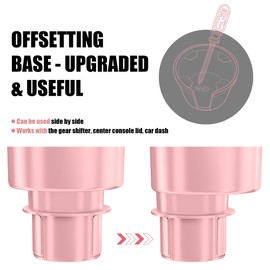 Upgraded Car Cup Holder Expander Adapter with Offset Adjustable Base, Compatible with Yeti 14/24/36/46oz Ramblers, Hydro Flasks 32/40oz, Other Large Bottles Mugs in 3.5"-4.0", Pink 1 Pack