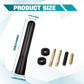 Wedcool Car Radio Antenna, 3.14" Car Audio & Video Antennas, Car Antenna Replacement, Carbon Fiber Car Mini Antenna with Adapter, Car Accessories Universal for Most Cars (3.14 inches/Blcak)