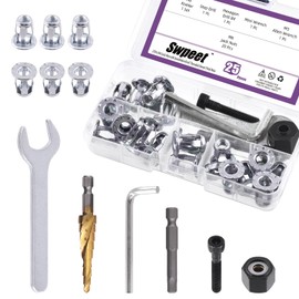 Swpeet 25pcs M6 Jack Nuts and M6 Hand Rivet Nut Gun Mandrel with Installation Tool Assortment Kit, Blossom Nut Nuts Jacknut Screws Phillips Insert Bit Hex Shank Assembly for Hollow Wall Iron