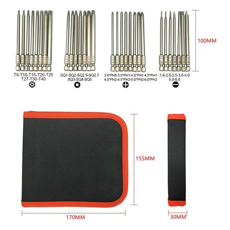 30 Pieces/Set Extra Long 100/150 mm S2 Steel Magnetic Screwdriver