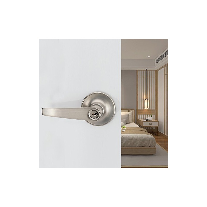 1 Pack of MANREN Lever Keyed Entry Door Lever Handle