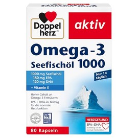 Doppelherz Sea Fish Oil Omega-3 1000 For a Heart-Friendly Diet, 80 Capsules