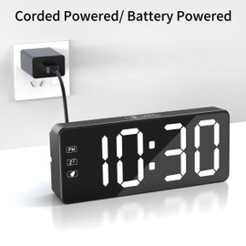 KWANWA Small LED Digital Alarm Clock Plug in for Bedrooms Bedside, Simple Electric Clock Large Numbers Display, Big Setting Buttons, 3 Dimmers, Snooze, 12/24Hr, Clock for Bedroom Home Office Desk