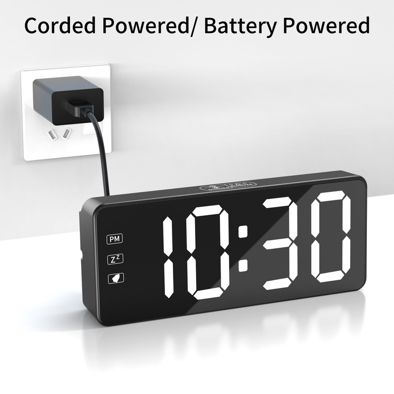KWANWA Small LED Digital Alarm Clock Plug in for Bedrooms
