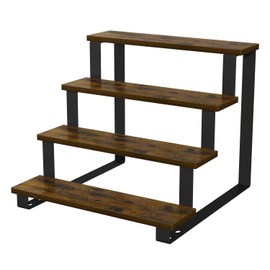 YINMIT Wooden Display Riser Stand, Tiered Perfume and Cologne Organizer Stand, 4 Tier Spice Rack Organizer, Rustic Display Shelf for Candles (Brown,4 Tier Large)