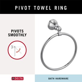 Delta Woodhurst (1-Pack) Hand Towel Holder Polished Chrome Towel Racks for Bathroom Wall Round Towel Ring Holder for Bath Towel Hanger for Kitchen, Bathroom Accessories 73246