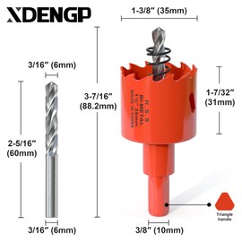 XDENGP Hole Saw 1-3/8"(35mm), Bi-Metal Hole Cutter, Hole Saw Drill Bits for Drilling Holes in Wood, Plastic, Drywall, Soft Metal Sheet