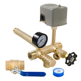 1"x 11"Well Pressure Tank Tee Kit for Water Well Pressure Tank with 30-50Psi Pressure Switch, Brass Pressure Tank Installation Kit for Well Tank with Diameters Up to 16"