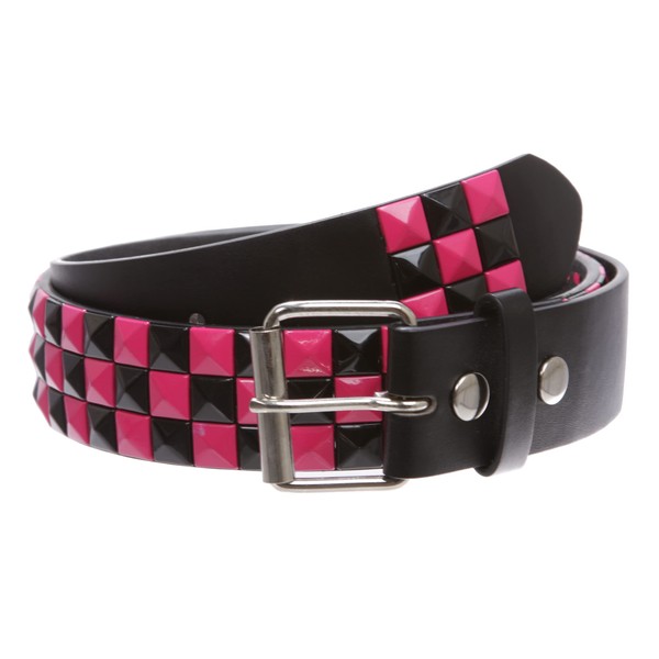 Snap On 1 1/2" Fuchsia & Black Checkerboard Punk Rock
