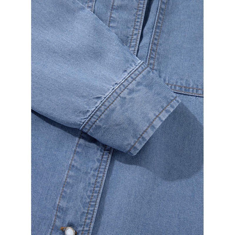 Sidefeel Women's Denim Shirts Button Down Jean Shacket Spring Outfit