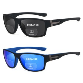 YOBOCO Bifocal Sunglasses 2.5 Wrap Around Sunglasses Readers, Sport Sunglass with Built in Readers for Driving Fishing