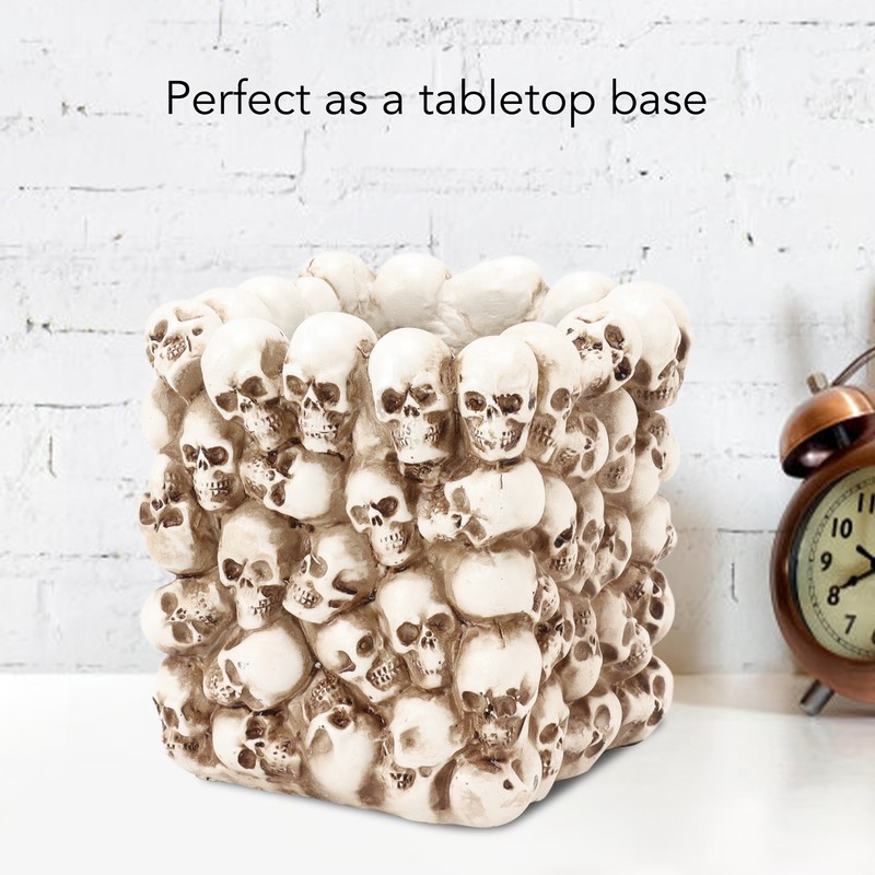 Skull Pen Holder White Resin Makeup Brush Holder Organiser Decoration