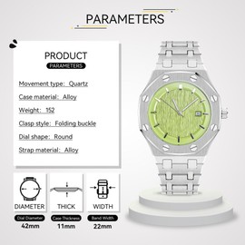 BARAMON Men's Watches, Royalty Stainless Steel Quartz Movement Date Male Clock Waterproof Luminous Hands Casual Business Wrist Watches for Men
