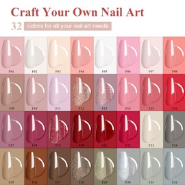 SAVILAND 42PCS Gel Nail Polish Set: 32 Colors Soak-off U V Gel Polish Kit with Base & Glossy Matte Top Coat Red Glitter Gel Polish Set Manicure Kit with Nail Brush for DIY Nail Girl Salon