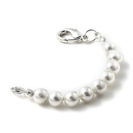 Topwholesalejewel Silver Large 8mm White Pearl Extender