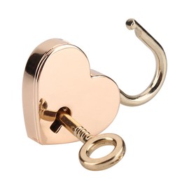 Heart Lock and Key, 2 Pcs Heart Shaped Padlock Mini Heart Love Metal Vintage Lock with Keys for Jewelry Case Storage Box Diary Book Luggage, Pack of 2, Rose Gold