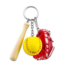 Yoxiumi Softball Gifts for Team Girls Boys Members Baseball Coach Appreciation Gifts Baseball Keychain Mini Softball Keychain Softballs Party Favors for Teens Mini Wooden Bat Charm Accessories