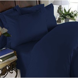Elegant Comfort Luxurious Wrikle-Resistant Super Silky Soft - 1500 Premier Egyptian 4-Piece Bed Sheet Set, Deep Pocket Up to 16", Queen Navy