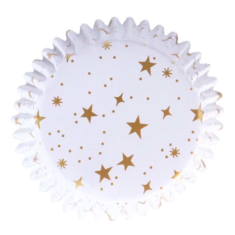 PME Christmas Foil-Lined Cupcake Cases - Golden Stars (Pack of