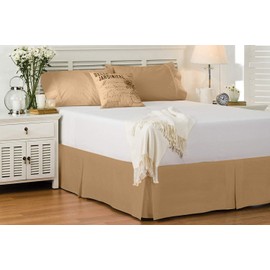 Bed Skirt King Size Pleated Style by Comfort Beddings 100% Cotton Blend Fabric, Premium Tailored Fit 1pc Bedskirt King Size 16" Drop Length Taupe Solid