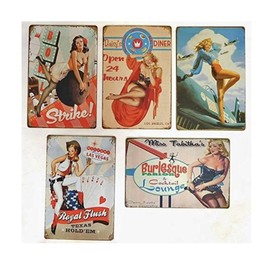 Donaly American Beauty Tin Signs, Set of 5, Wall Plates, Retro Miscellaneous Goods, Interior Decoration