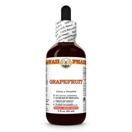 Grapefruit (Citrus x Paradisi) Dry Peel Tincture, Made in Hawaii, Organic Raw Materials, All Natural, Vegan, Pure Liquid Extract - 2 fl.oz
