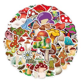 50Pcs Mushroom Stickers for Kids Teens, Cute Cartoon Stickers Pack, Waterproof Vinyl Stickers Decals for Water Bottle Laptop Skateboard Guitar