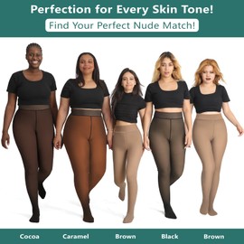 HOTBOSS Fleece Lined Tights Women, Skin Tone Winter Thermal Illusion Tights for Women Under Dress, medias térmicas mujer invierno, Black S-M