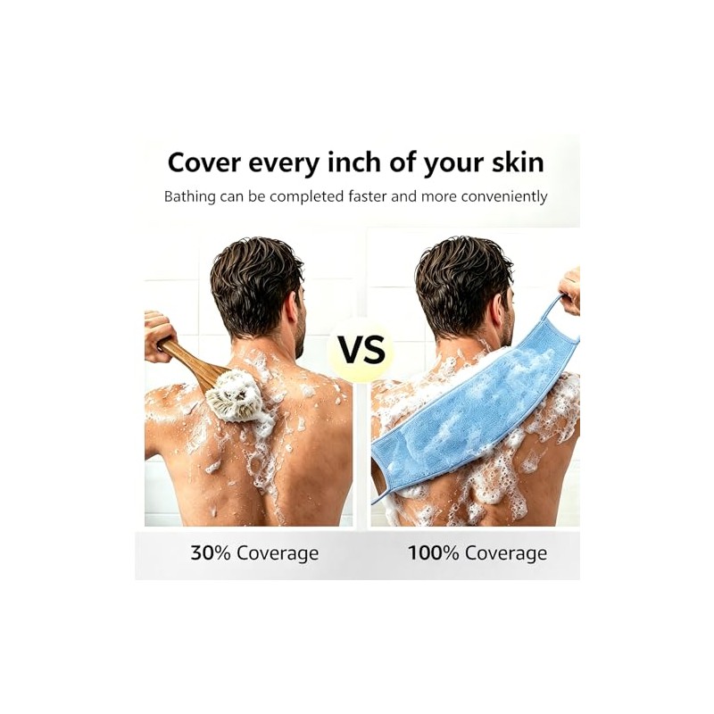 Back Scrubber for Shower, Double Sided Exfoliating Back Exfoliator with