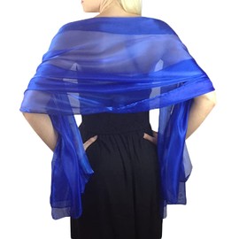 NiceYnn Chiffon Organza Scarf Evening Dresses Women Plus Size 170 x 72 cm Sheer Smooth Silky Scarf Wedding Formal Party Royal Blue One Size, royal