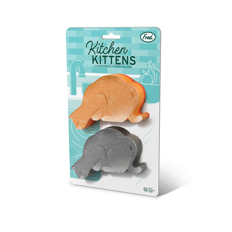 Fred Kitchen Kittens - Juego de 2 esponjas para gatitos,