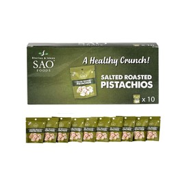 SAO Foods Salted & Roasted Pistachios – 3.5 oz | Pack of 10 Small Packs | Healthy Dry Fruit Snacks
