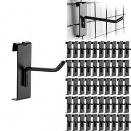 COOLOUS 50PCS Gridwall Hooks, 4 Inch Gridwall Accessories Heavy Duty Display Hooks for Grid Wall Panels Retail Shop Trade Show Display Home Office Garage Storage Supplies(Black)