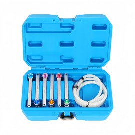 HIINZI 7-Piece Brake Bleeder Wrench Set, Color-Coded Bleeding Wrenches and No Flowback Silicone Bleeding Hose for Bleeding Brakes in Cars Motorcycles