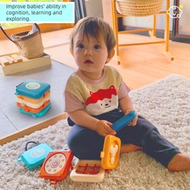 Winnsell Busy Activity Cube for Toddler, 8 in 1 Montessori Toys for Babies 1 2 3 Years Olds Baby Travel Toys Sensory Educational Developmental Learning Toys for Boys Girls Gift (Purple)