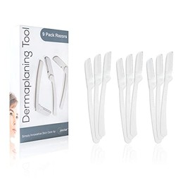 Jasclair Maquinilla de afeitar Dermaplaning (9 unidades) – Maquinilla de afeitar facial para mujeres para pelusas de melocotón, modelado de cejas y ex