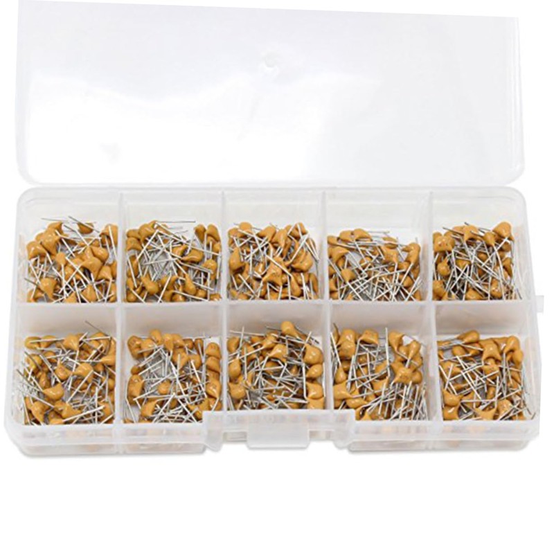 KICHOUSE 500pcs Assorted Monolithic Ceramic Capacitor Kit Plastic Box Excellent