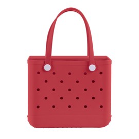 stillithou Beach Bag for Women, Medium Rubber Beach Bag, Waterproof Durable EVA Material, Lightweight & Easy to Clean, Ideal for Pool Travel Camping Trips, Watermelon Red