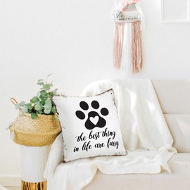 HONLUNG Dog Lover Gifts for Women,Dog Pillow Cover 18x18,Funny Dog Paw Print Decorative Throw Pillow Case,Dog Paw Throw Pillow Covers Decoration for Bedroom Room Sofa Couch