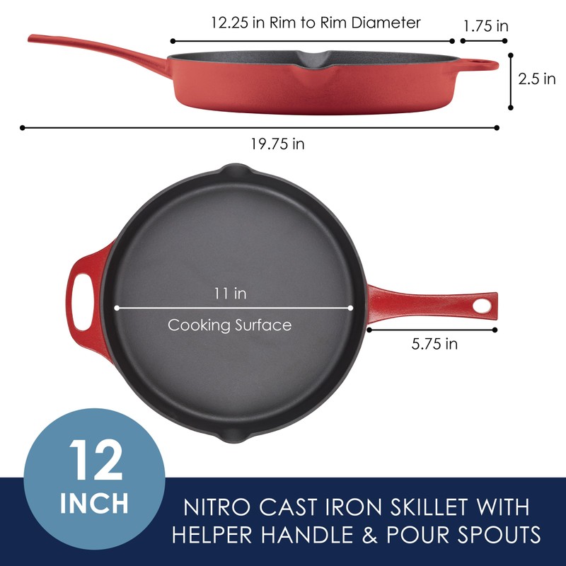 Rachael Ray NITRO Cast Iron Frying Pan/Skillet with Helper Handle