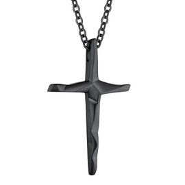 Cross Necklace for Boys, Mens Cross Necklaces Black Pendant Religious Cross Chain for Men 22 Inch Irregular Cross Necklace for Men Boyfriend Gifts for Him
