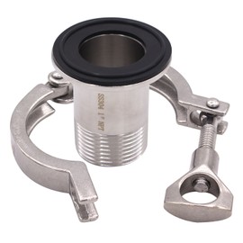 DERNORD 2 Pcs Sanitary Male Threaded Ferrule Pipe Fittings + SUS304 Tri-clamp (Tri-clover Clamp) + FKM Gasket (Male Threaded Pipe Size:1 Inch DN25)