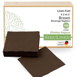 SimuLinen Brown Beverage Napkin - Disposable and Absorbant - Party Napkin/Cocktail napkins - Pack of 100
