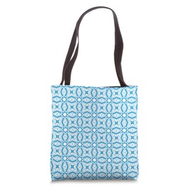 Turquoise Blue Mediterranean Spanish Azulejo Tile Pattern Tote Bag