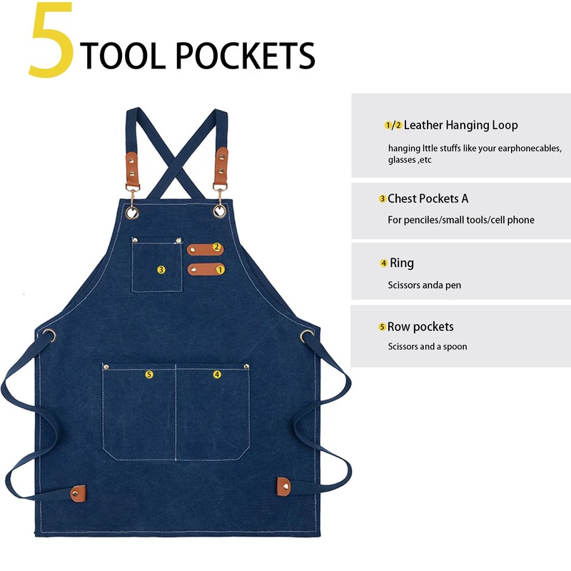 MAIGO Kids Apron - Waterproof Cotton Canvas Apron with Pockets,