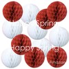 Happy Spring Birthday Party Decorations Honeycomb Ball Set (Gold+Red,White)